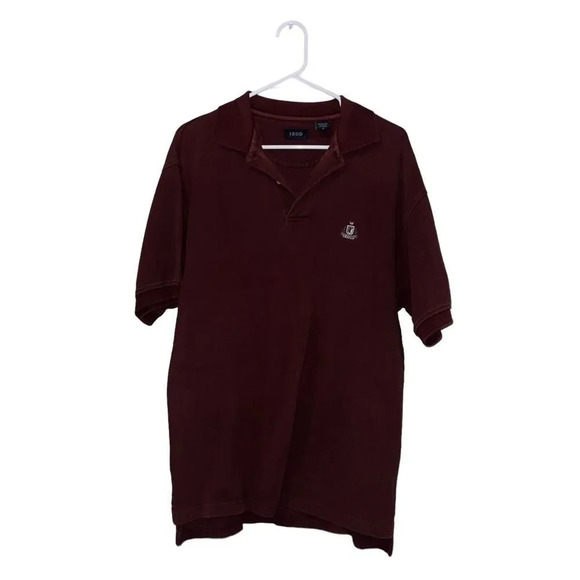 IZOD Men's‎ Short Sleeve Polo Shirt Burgundy Size Medium 100% Cotton - Picture 1 of 4